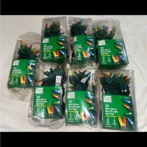 Home Accents Holiday 50 LED Multi-Color Battery Operated Lights Timer Lot of 7